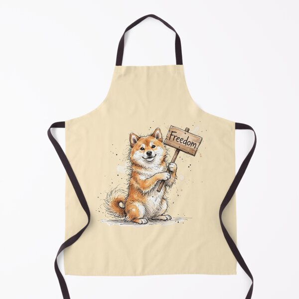 Item preview, Cute Watercolor Dog Holding Wooden Freedom Sign Art designed and sold by BreezifyDesignStudio.