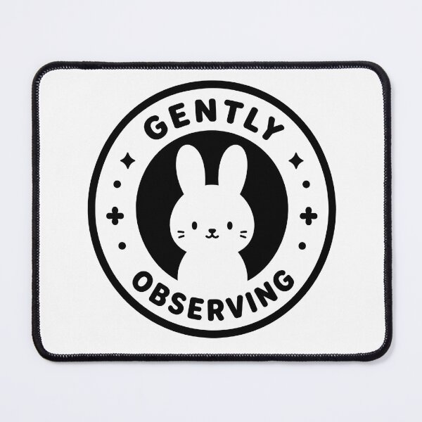 Item preview, Gently Observing Bunny Badge designed and sold by ChocoMellowCo.