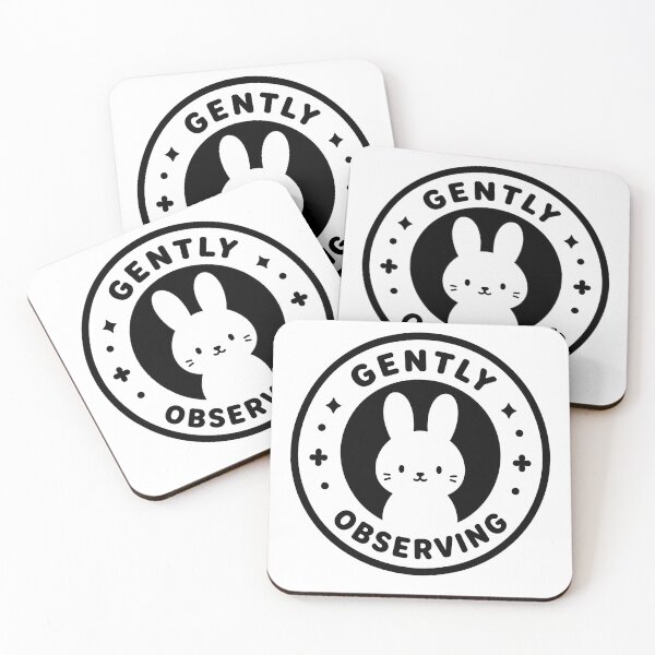 Item preview, Gently Observing Bunny Badge designed and sold by ChocoMellowCo.