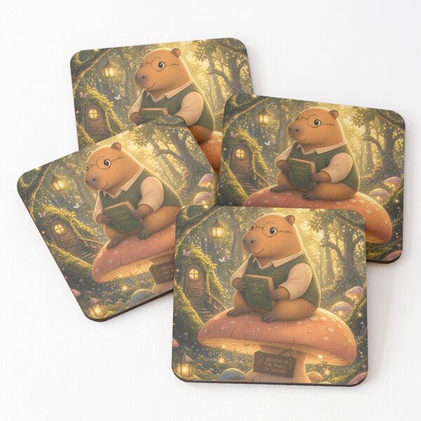 Item preview, Magical Capybara Sitting on Giant Mushroom in Fairy Forest designed and sold by LuisWorks.