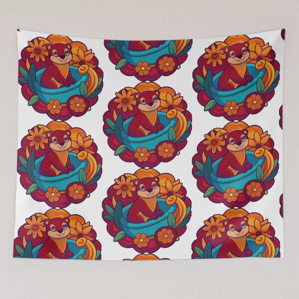 Item preview, otter relaxing in bathtub filled with flowers designed and sold by Senglaopattern.