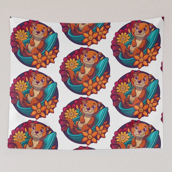 Item preview, otter relaxing in bathtub filled with flowers designed and sold by Senglaopattern.
