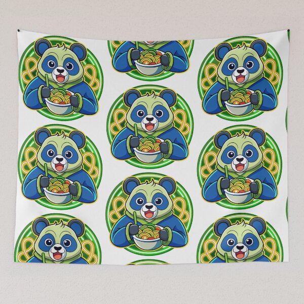 Item preview, panda eating noodles under neon lights designed and sold by Senglaopattern.