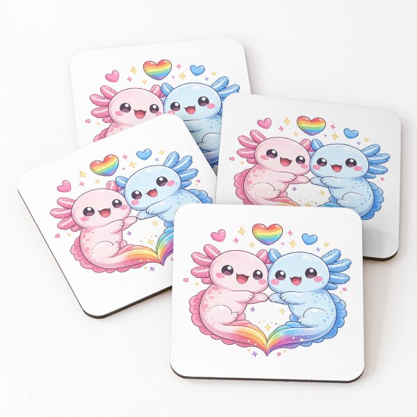 Item preview, Axolotls of Love and Pride – Kawaii Pride LGBT+ Couple designed and sold by Lunatik Cat.