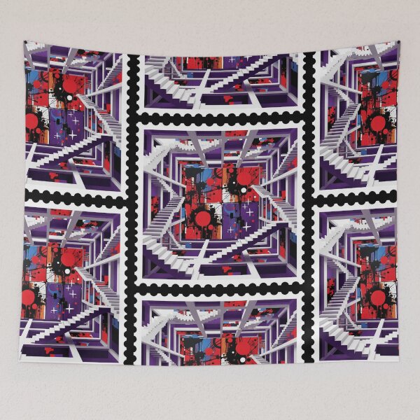 Item preview, cosmic noise labyrinth stamp colorful geometric abstract stamp design designed and sold by SmashingDeals.