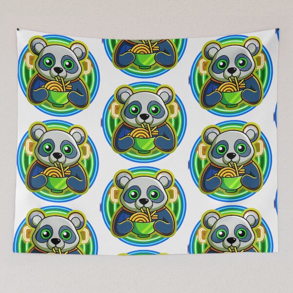 Item preview, panda eating noodles under neon lights designed and sold by Senglaopattern.