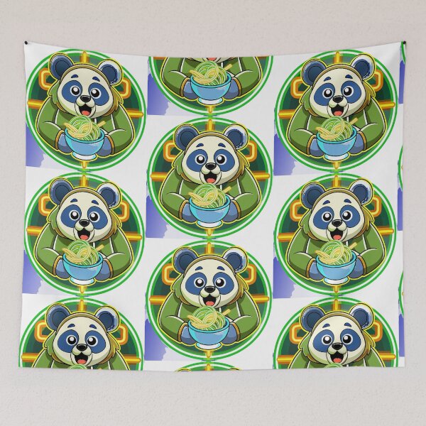 Item preview, panda eating noodles under neon lights designed and sold by Senglaopattern.