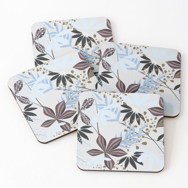 Item preview, Botanical Leaves Pattern – Sky Blue Mocha Brown | Floral Seamless Surface Design designed and sold by 555Design.