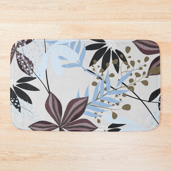 Item preview, Botanical Leaves Pattern – Sky Blue Mocha Brown | Floral Seamless Surface Design designed and sold by 555Design.