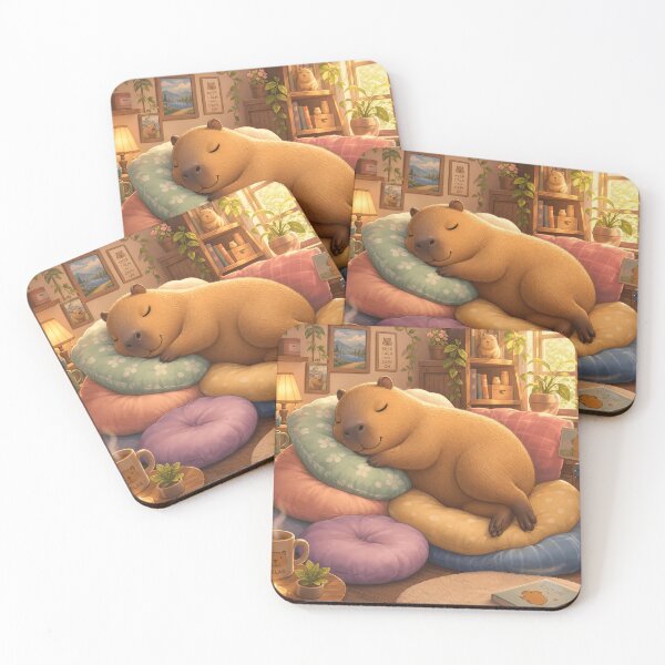 Item preview, Cute Sleepy Capybara Napping in a Cozy Room designed and sold by LuisWorks.