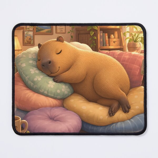 Item preview, Cute Sleepy Capybara Napping in a Cozy Room designed and sold by LuisWorks.