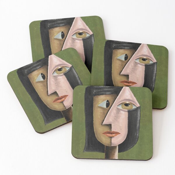 Item preview, Abstract Earth Tone Cubism Face Art designed and sold by aekritdeach.