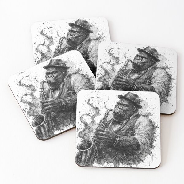 Item preview, Gorilla Jazzman in Ink Splatter designed and sold by Sci-fi-2901.