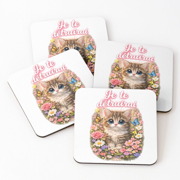 Item preview, T-Shirt Chaton Kawaii, Je te détruirai, Tee Shirt Humour Cute & Ironique – Cadeau Femme Style Hipster & Vintage designed and sold by ToastDesign.