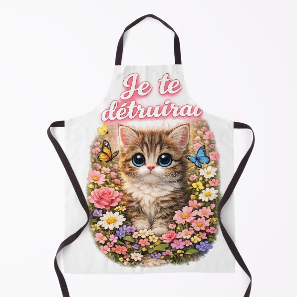 Item preview, T-Shirt Chaton Kawaii, Je te détruirai, Tee Shirt Humour Cute & Ironique – Cadeau Femme Style Hipster & Vintage designed and sold by ToastDesign.