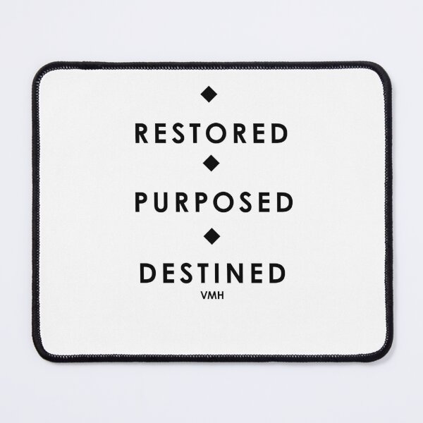 Item preview, Restored Purposed Destined - Inspirational Christian T-Shirt-Black Text designed and sold by HOUSE OF VMH.
