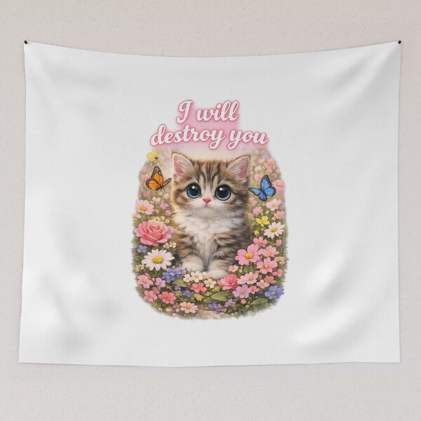 Item preview, Cute Kitten I Will Destroy You Cat T-Shirt | Funny Cat Lover Gift designed and sold by ToastDesign.