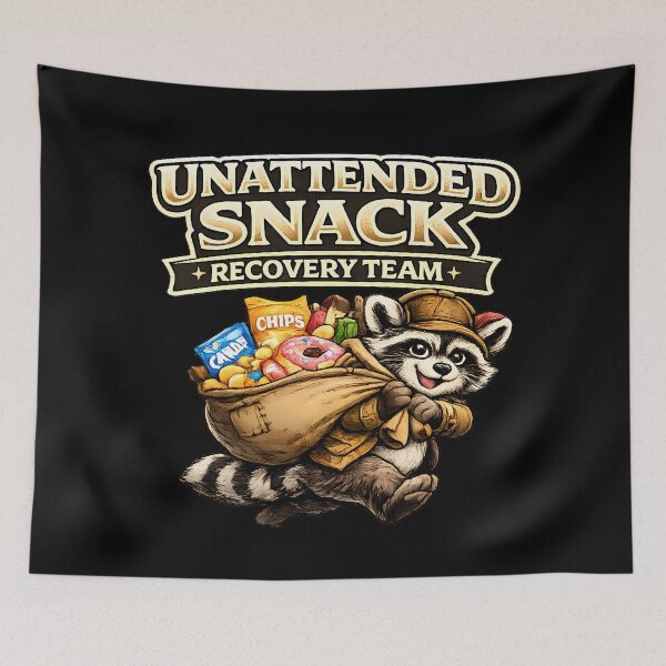 Item preview, Unattended Snack Recovery Team Funny Raccoon Shirt Snack Lover Trash Panda Meme T-Shirt designed and sold by clockedoutwearshop.