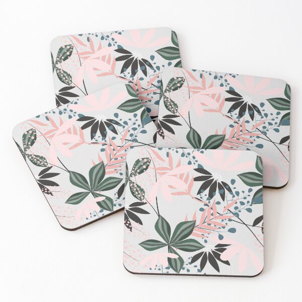 Item preview, Botanical Leaves Pattern – Blush Pink Forest Green | Floral Seamless Surface Design designed and sold by 555Design.