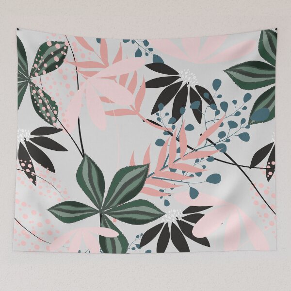 Item preview, Botanical Leaves Pattern – Blush Pink Forest Green | Floral Seamless Surface Design designed and sold by 555Design.