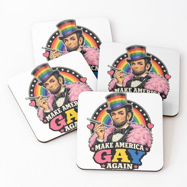 Item preview, Make America Gay Again T-Shirt LGBTQ Rainbow Lincoln Funny Pride Retro Graphic Tee designed and sold by ToastDesign.