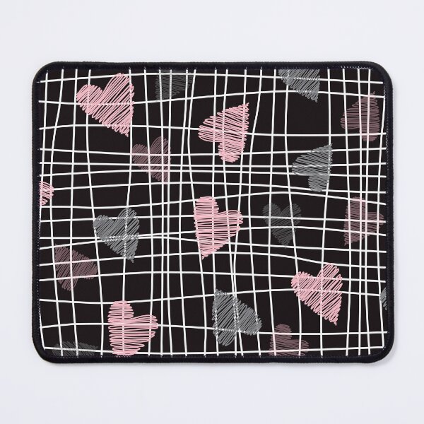 Item preview, Sketchy Hearts on Black Grid Pattern – Valentine Love Design designed and sold by 555Design.