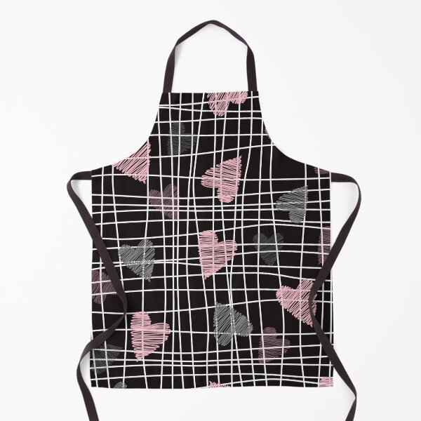 Item preview, Sketchy Hearts on Black Grid Pattern – Valentine Love Design designed and sold by 555Design.