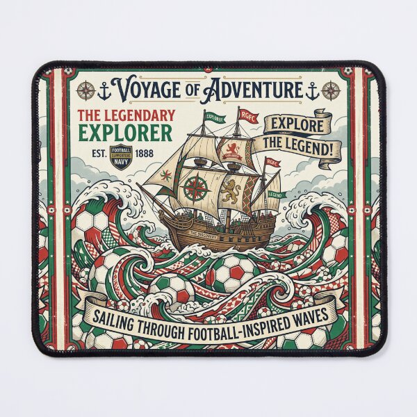 Item preview, Voyage of Adventure Galleon Soccer Waves — Vintage Retro Poster designed and sold by David Mateo ArtWorks.