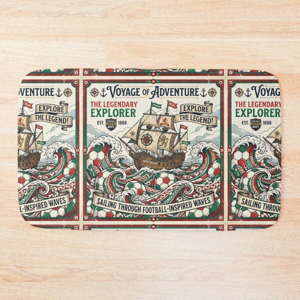 Item preview, Voyage of Adventure Galleon Soccer Waves — Vintage Retro Poster designed and sold by David Mateo ArtWorks.