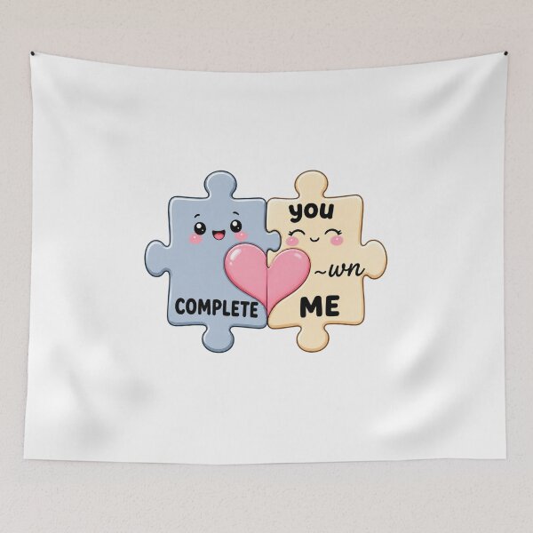 Item preview, You Complete Me | Kawaii Couple Puzzle Piece Love Art designed and sold by Dulxoz.