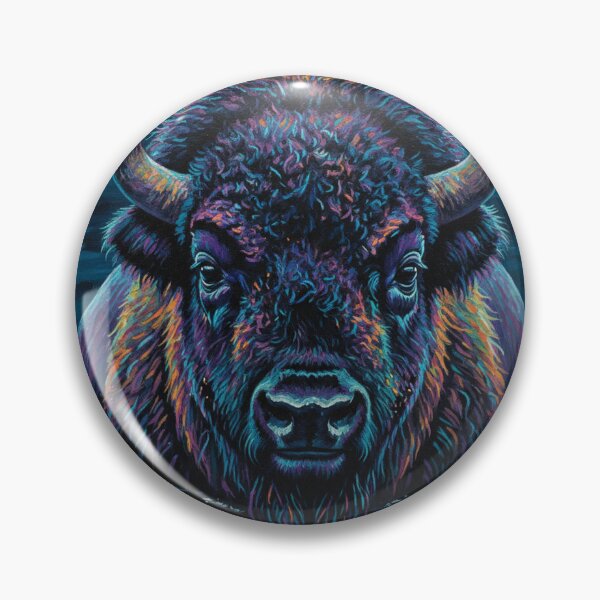 Item preview, Neon Bison — Vibrant Wildlife Painting, Psychedelic Buffalo Art designed and sold by OddPelican.