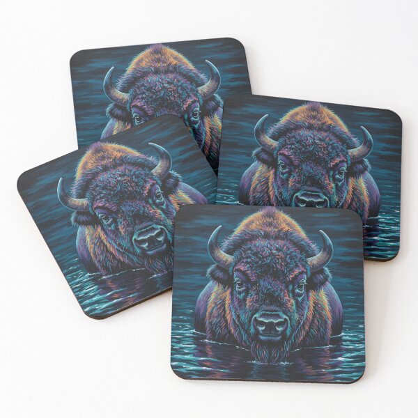 Item preview, Neon Bison — Vibrant Wildlife Painting, Psychedelic Buffalo Art designed and sold by OddPelican.
