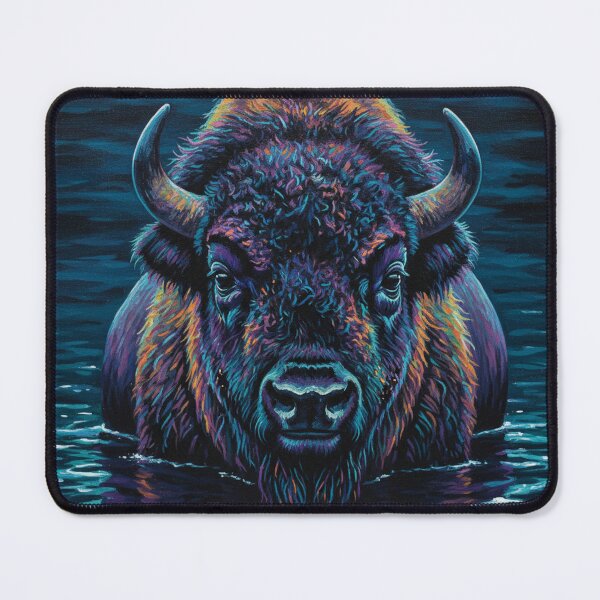 Item preview, Neon Bison — Vibrant Wildlife Painting, Psychedelic Buffalo Art designed and sold by OddPelican.