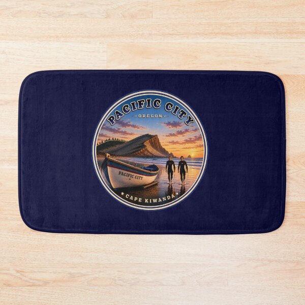 Item preview, Pacific City Oregon Badge | Cape Kiwanda Sunset Surfers & Dory Boats Vintage Travel Design designed and sold by Swanny's Custom T-shirt and Gift Designs.