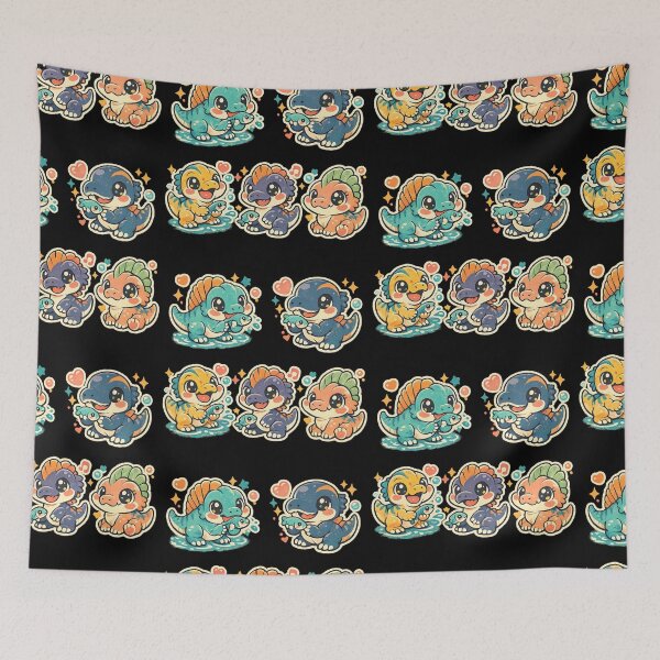 Item preview, Cute kawaii Spinosaurs and other dinosaurs - palaeontology lover designed and sold by DamioPolArt.