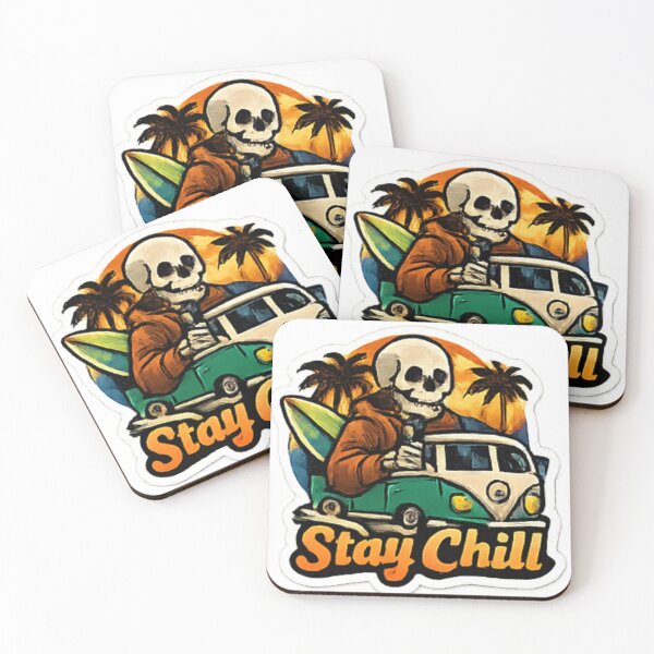 Item preview, Skeleton Surfer Van Sunset Chill designed and sold by _Stickora_.