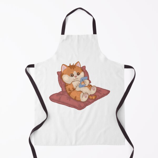 Item preview, Cat Playing Smartphone Funny Lazy Cushion Art designed and sold by Eowcat.