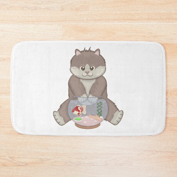 Item preview, Cat And Fish Cute Kitten Watching Fishbowl Art designed and sold by Eowcat.