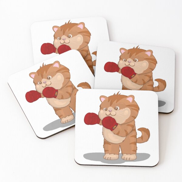 Item preview, Boxing Cat Cute Kitten Wearing Red Gloves Art designed and sold by Eowcat.