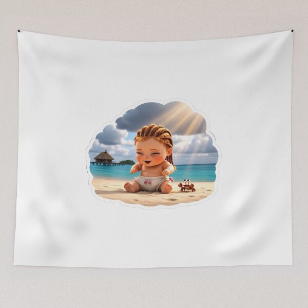 Item preview, Cute Beach Baby & Little Crab Friend Sticker ! Sun-Kissed Tropical Baby on the Beach Art ! Catch the ultimate summer vibes with this adorable tropical illustration! ☀️?️ designed and sold by Ulikedigital14.