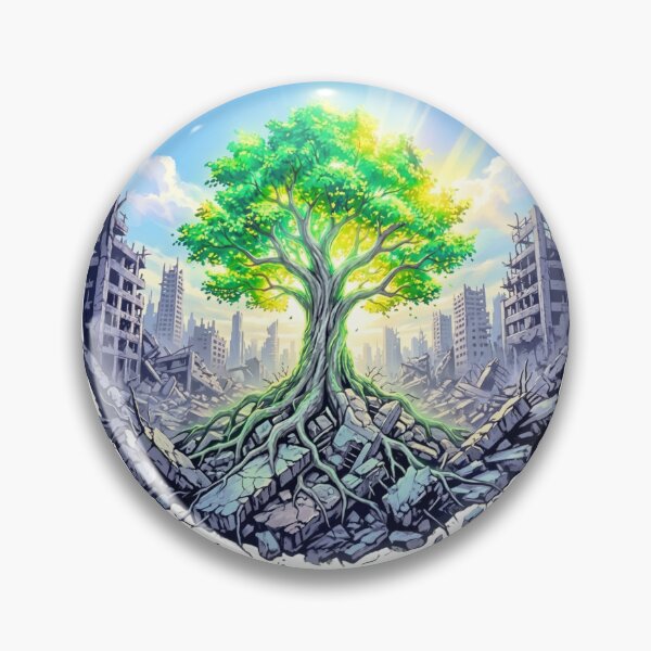 Item preview, Tree of Life in Ruined City Post Apocalyptic Art designed and sold by VintryOff.