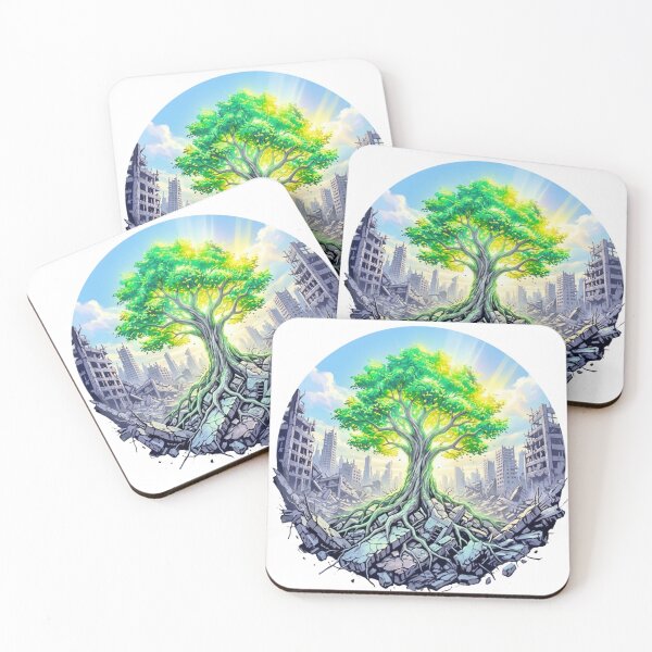 Item preview, Tree of Life in Ruined City Post Apocalyptic Art designed and sold by VintryOff.