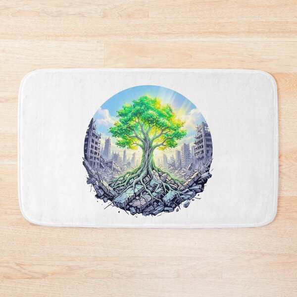 Item preview, Tree of Life in Ruined City Post Apocalyptic Art designed and sold by VintryOff.