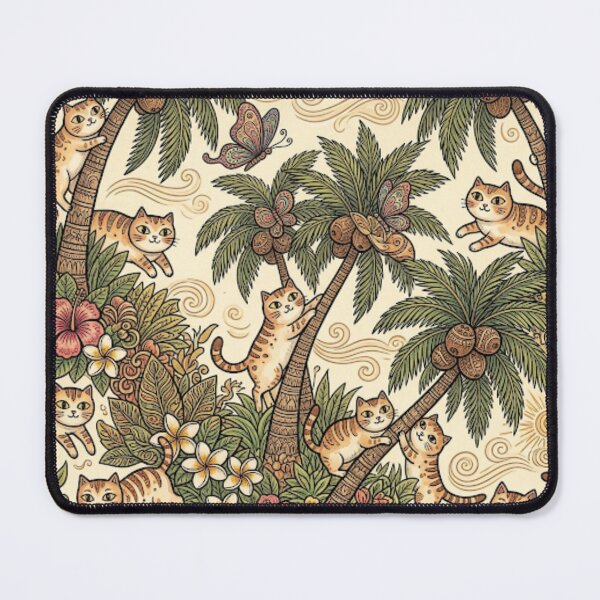 Item preview, Cute Tropical Cats in Palm Trees Pattern designed and sold by Iampoji.