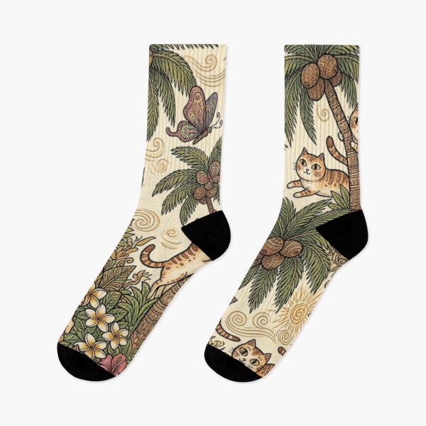Item preview, Cute Tropical Cats in Palm Trees Pattern designed and sold by Iampoji.