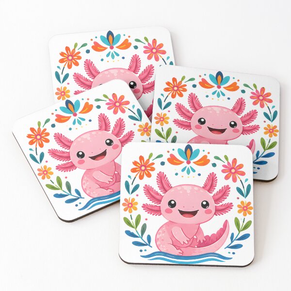 Item preview, Cute Pink Axolotl Floral Kawaii Design designed and sold by R-B-Colors.