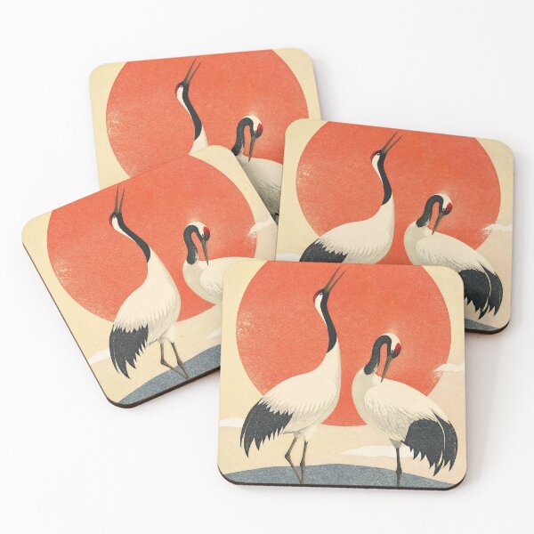 Item preview, Japanese Red-Crowned Cranes at Sunset designed and sold by Soul Garden Studio.