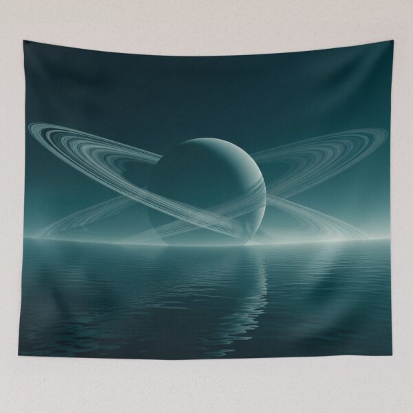 Item preview, Celestial Horizon: Ringed Planet at Sea designed and sold by TheDenimArt.