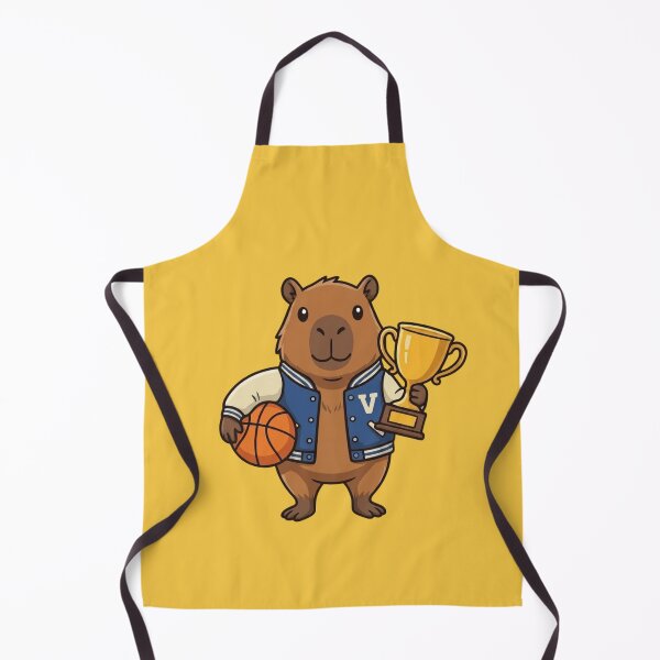 Item preview, School Capybara Champion Mascot with Basketball and Trophy designed and sold by Ivy-Triggs.