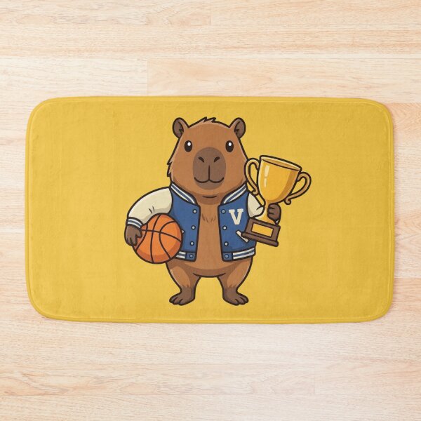 Item preview, School Capybara Champion Mascot with Basketball and Trophy designed and sold by Ivy-Triggs.